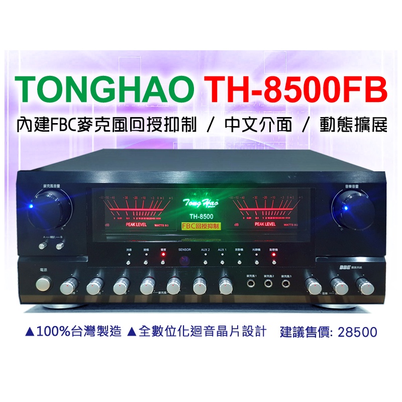 【通好影音館】TongHao 專業綜合擴大機 TH-8500FB 迴授囂叫抑制 250W；可選購TH-X100CS喇叭