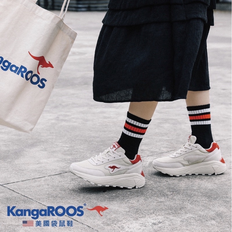 🉐️出清品🉐️ 美國 KangaROOS 袋鼠鞋 增高鞋 老爹鞋 休閒鞋 舒適 都會老爹鞋 米紅 KW91561