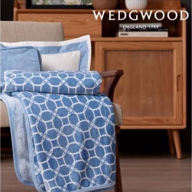 WEDGWOOD 桂冠之舞 / 文藝復興（藍色）超細纖維印花旅行毯