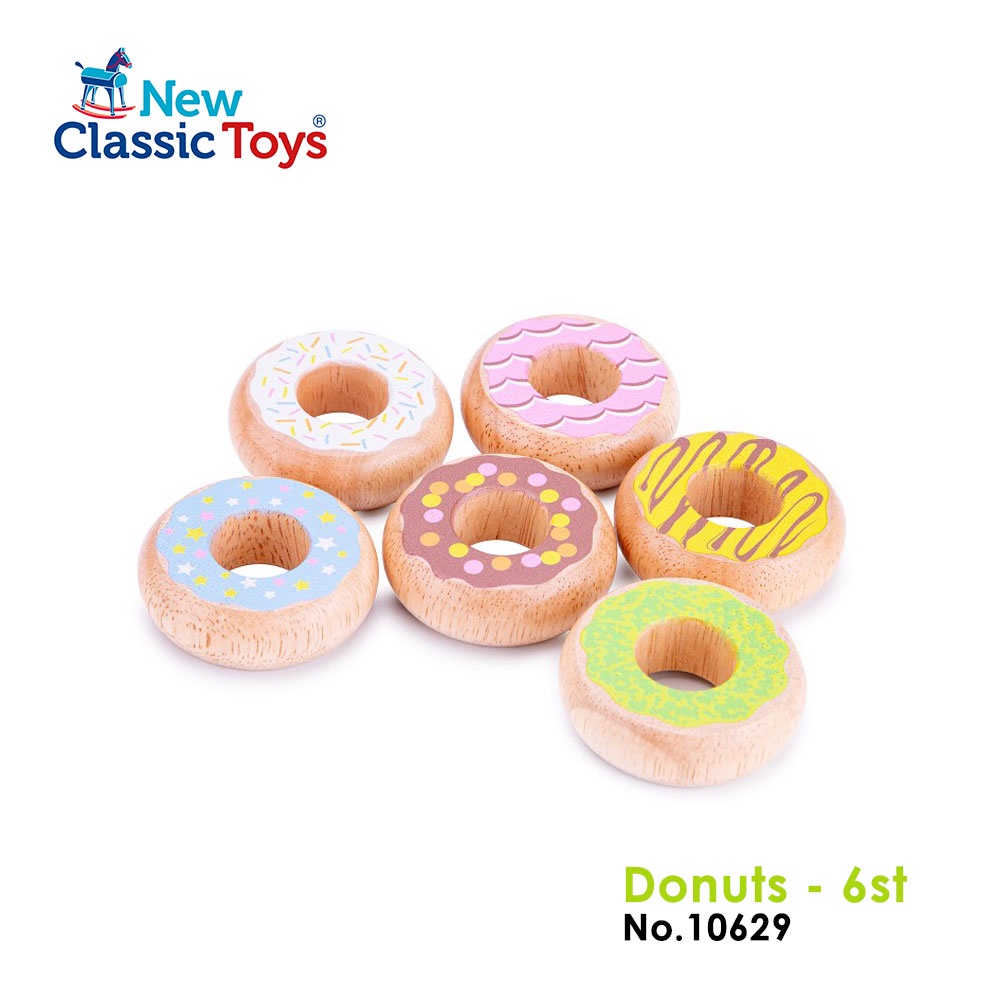 荷蘭 New Classic Toys 蜜糖甜甜圈-6件組 10629 木製玩具 家家酒 小廚房玩具 扮家家酒配件