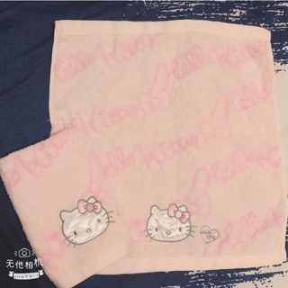 hello kitty 凱蒂貓 刺繡 粉紅色 方巾 手帕 毛巾