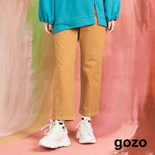 【gozo】運動抽繩合身窄管褲(咖啡/深藍_M/L)｜女裝 顯瘦 休閒