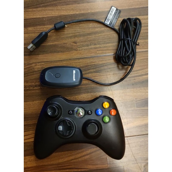 XBOX360 黑色 原廠無線手把 無線控制器 搭配PC接收器 電腦專用USB接收器 自用中古 功能正常