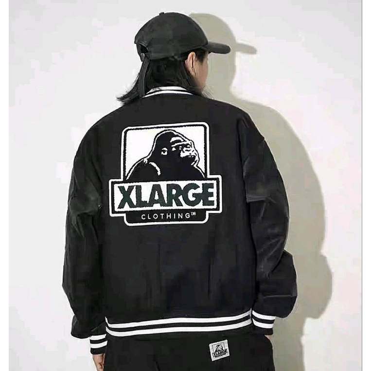 XLARGE 正品 棒球外套 OVERSIZES 皮革袖 夾克 尺寸：黑S 藏青S M XL 綠S M 紫S M XL
