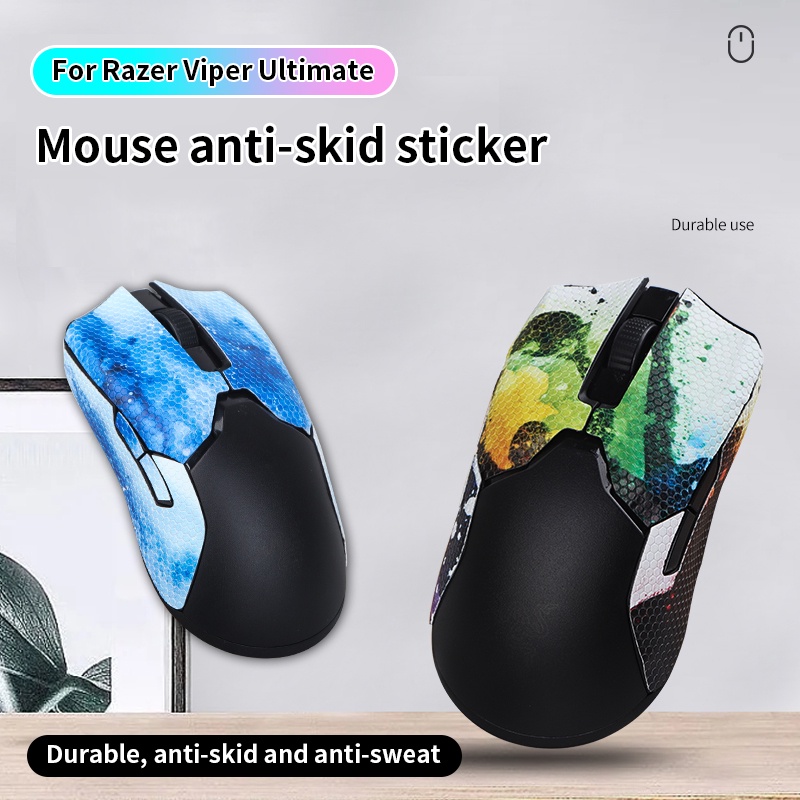 Razer Viper Ultimate 鼠標手工貼紙防滑蜥蜴皮吸汗激光 diy 保護有線鼠標握把膠帶滑板