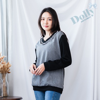 台灣現貨 大尺碼v領黑白細紋上衣-Dolly多莉大碼專賣