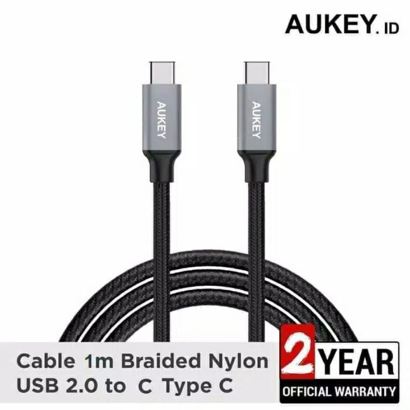 Aukey USB C 轉 C 編織充電器電纜 1m CB-CD5