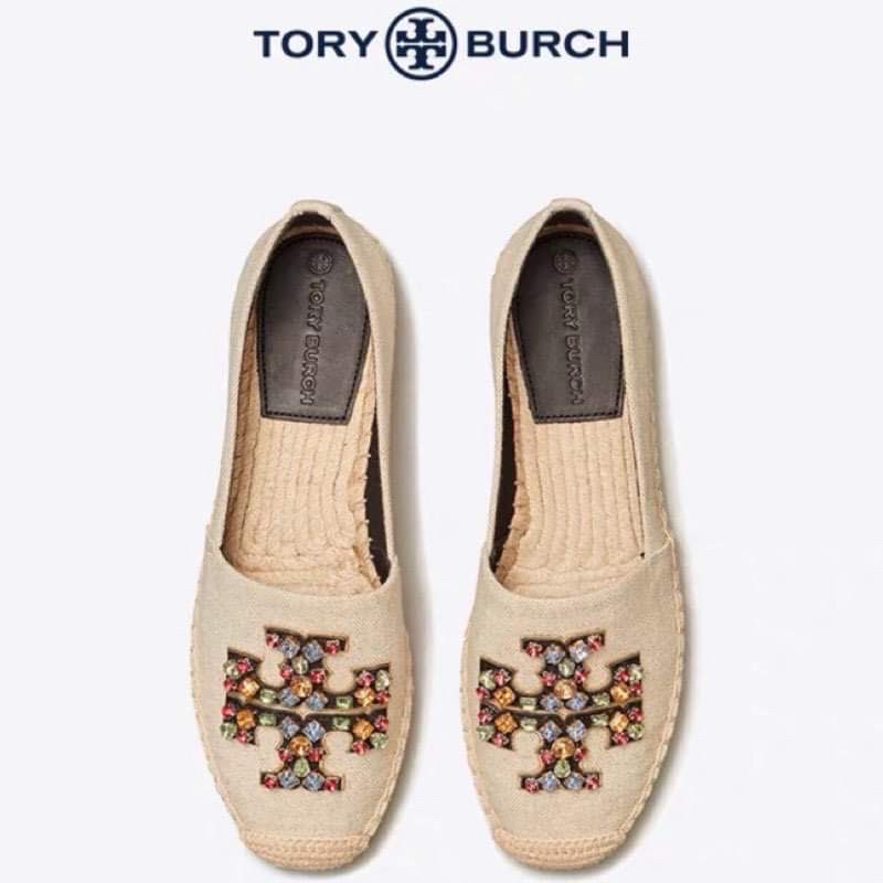正品 Tory Burch canvas草編鞋