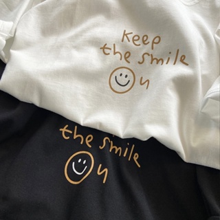 S~XL Keep the smile笑臉n 純棉 短T 情侶T【Y0911】MIT 情侶裝 快速出貨 短袖T恤 加大尺