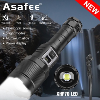 Asafee 1800LM 8120 XHP70 LED/30W白光超亮戶外手電筒野營伸縮變焦5檔按動開關使用18650