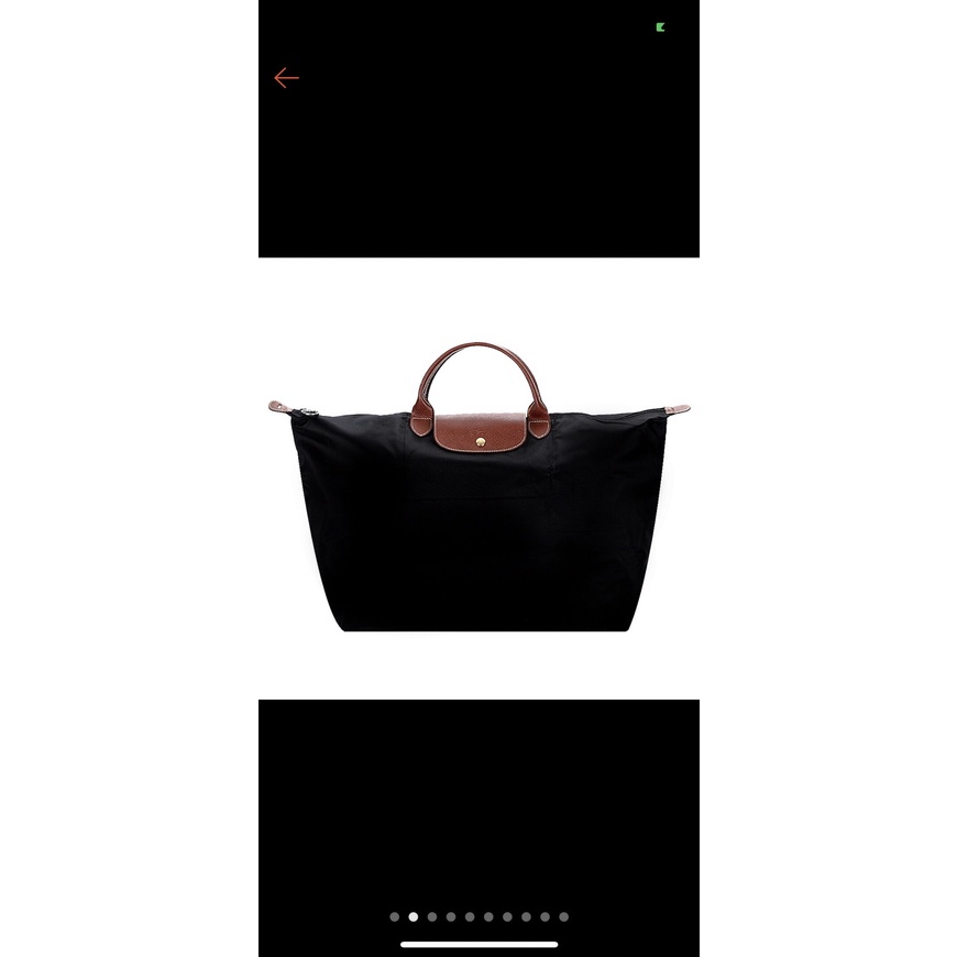 義大利購入全新黑色 Longchamp摺疊暗釦/拉鍊短提把尼龍水餃包旅行袋XL現貨