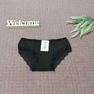 ❤ooh.lala❤ 全新 現貨 Modal 緹花蕾絲 拼接 蕾絲內褲 黑色內褲 XL