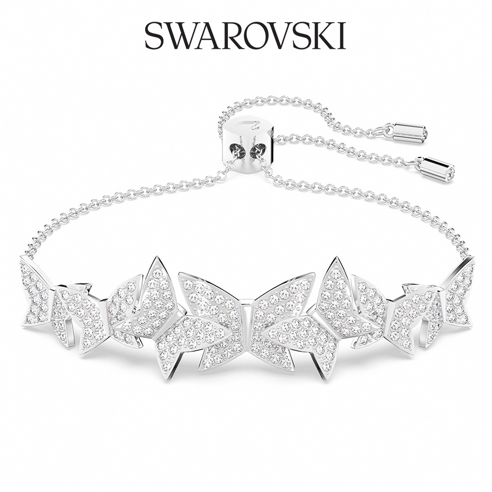 SWAROVSKI 施華洛世奇 Lilia 手鏈, 蝴蝶, 白色, 鍍白金色