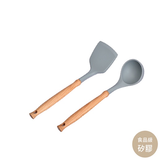 現貨 Copper Chef 食品級耐熱矽膠木柄鏟具2件組(鍋鏟+湯勺)
