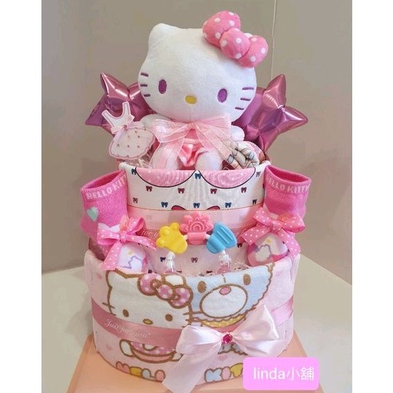 kitty 凱蒂貓 雙層 尿布蛋糕 生日禮 滿月禮