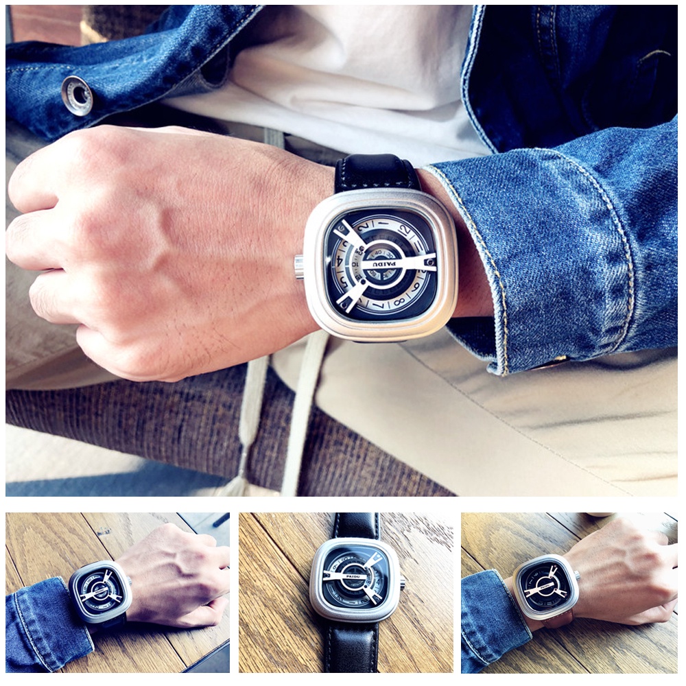 Image of 【未來科技】  手錶 休閒石英錶 情侶手錶 個性手錶 新概念黑科技手錶 方形大錶盤 男女通用 #8