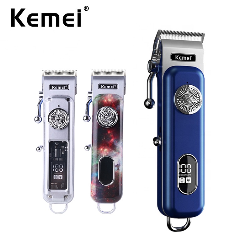 KEMEI 科美專業褪色理髮器液晶顯示屏可充電理髮機 3 種不同外觀無繩修剪器男士
