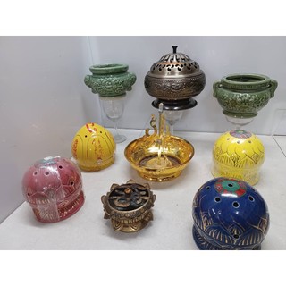 陶瓷八吉祥香爐 可卜卦煙供爐 蓮花酥油燈 香環架盤有蓋 佛手蓮花壁掛 酥油燈 佛燈 供燈油燈佛燈