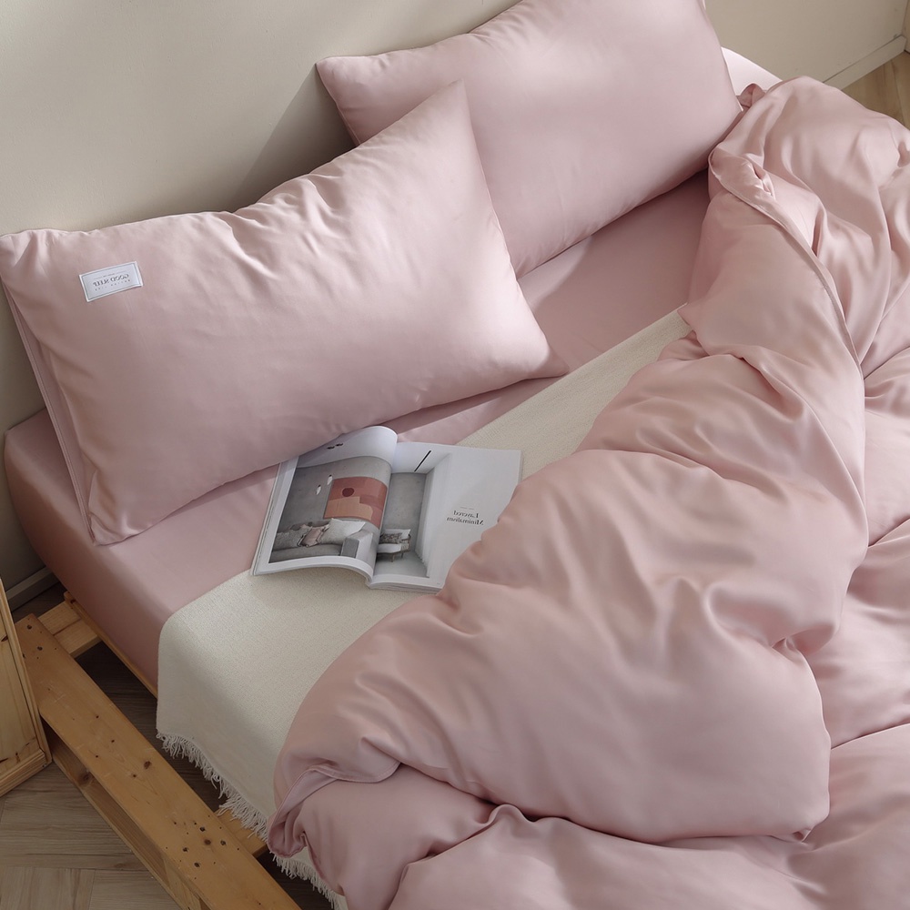300織紗-薄櫻粉純淨天絲薄被套-雙人(180x210cm)