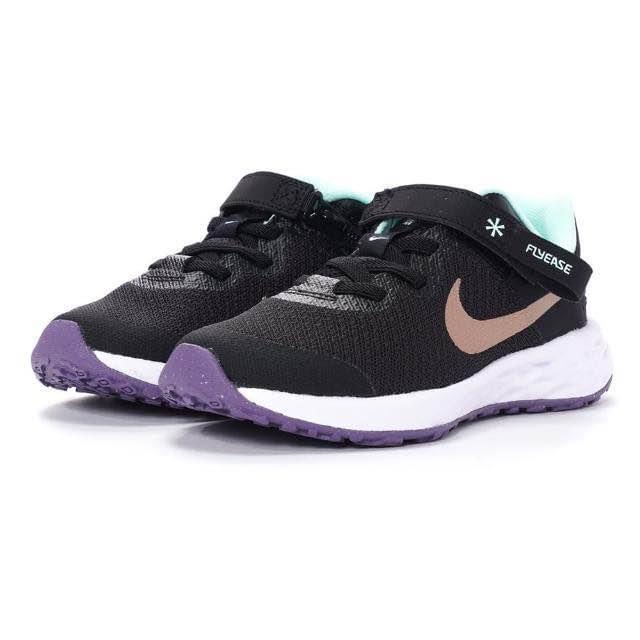 全新 Nike 童鞋 Revolution 6 Flyease NN 黑紫配色 10.5c / 16.5cm