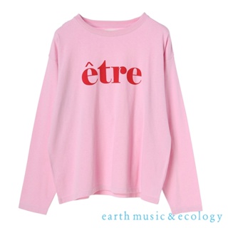 earth music&ecology 標語打印落肩純棉圓領長袖T恤(1L23L1C1800)