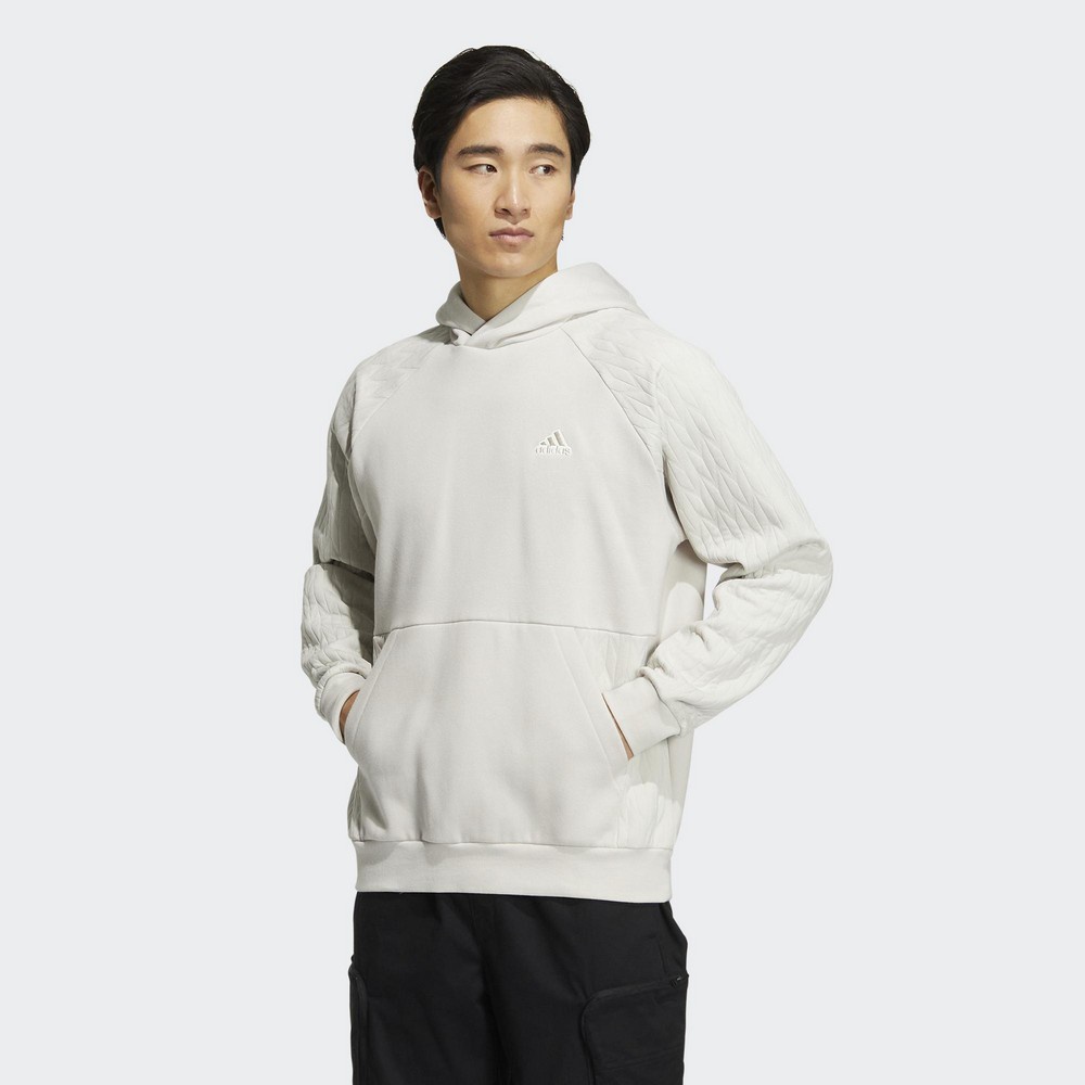 ADIDAS 圓領套頭衫 帽T ST MAT HOODY 男 HN8997 白色