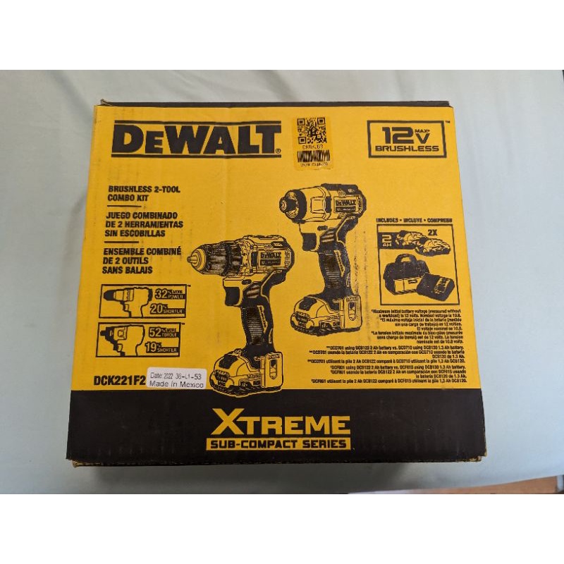 Dewalt 得偉 DCK221F2 12v外匯雙機組 全新