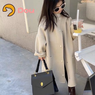 【現貨超高品質2023】洋氣高階童裝中長款女童大衣加厚毛呢大衣中兒童毛呢連帽外套冬季風衣