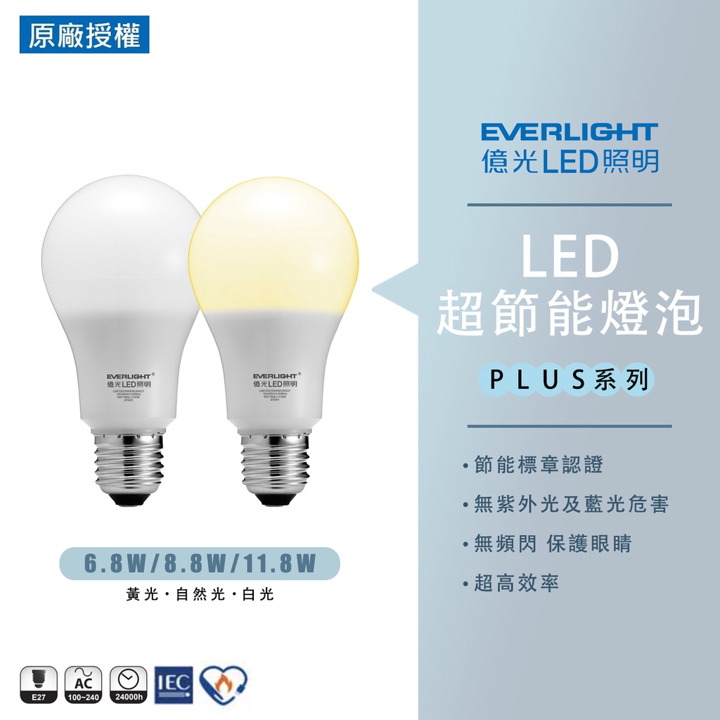 【億光】保固3年 LED 6.8W 8.8W 11.8W E27 球泡 燈泡 全電壓 節能省電