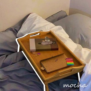 Mocha♡臺灣公司♡可店到店 ins風自製原木床上折疊小桌子 木頭懶人桌 矮桌日式 北歐小電腦桌 木質託盤 野餐可收納