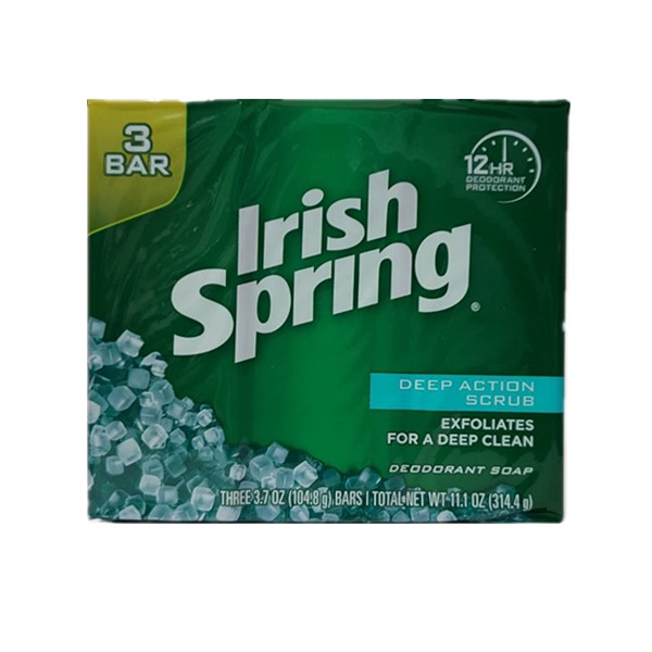 超商取貨限14組★原裝進口★美國Irish Spring愛爾蘭體香皂-磨砂去角質104.8gx3塊