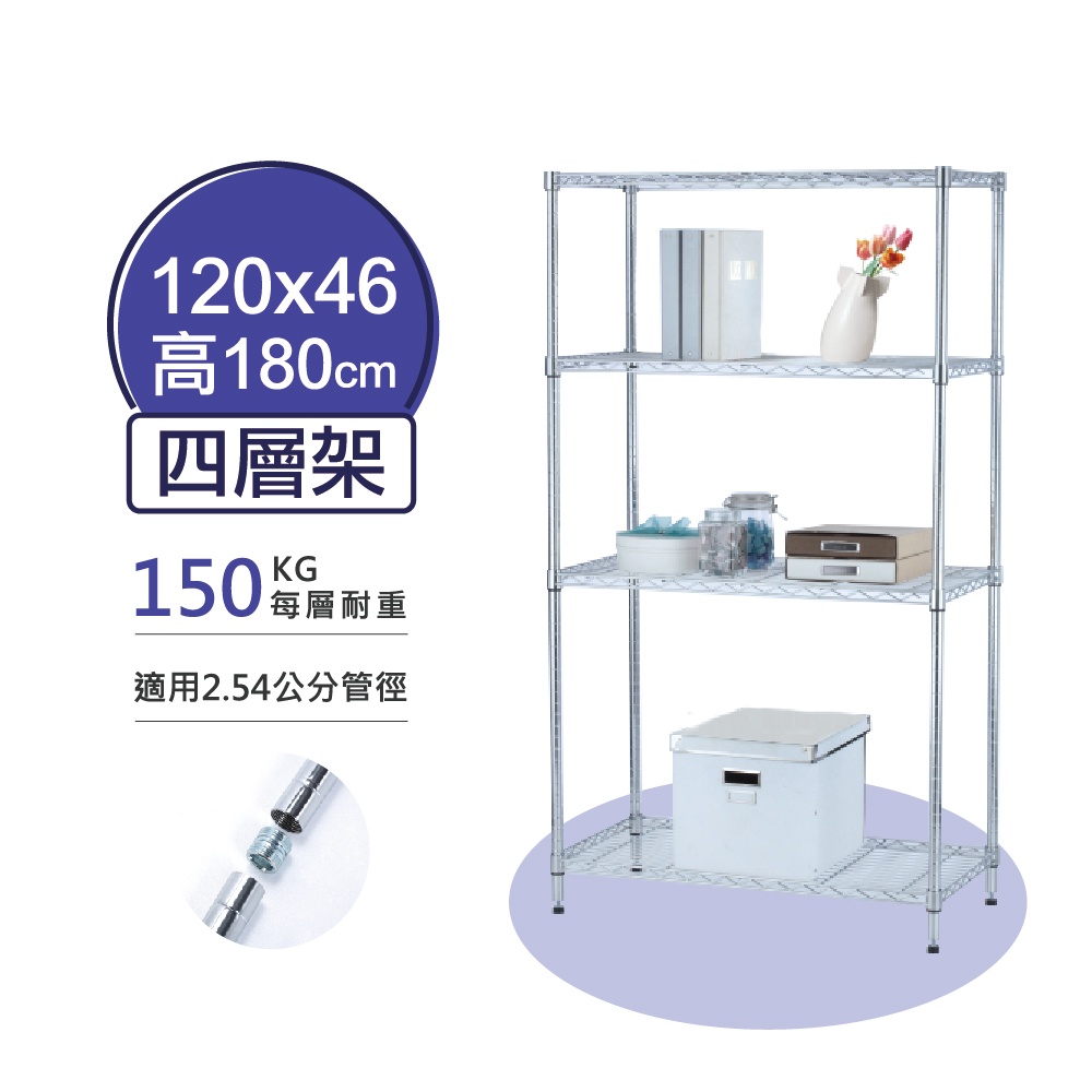 【現貨｜耐重款單層150kg】120x46x180H 四層架 鐵架 鐵架鎖管 鐵力士架 置物架 收納架 層架 架子 貨架