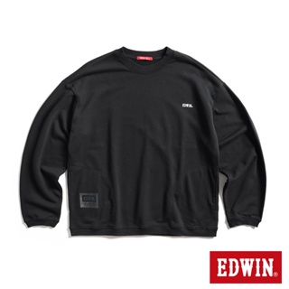 EDWIN 人氣復刻 仿皮牌雙口袋厚長袖T恤(黑色)-男款