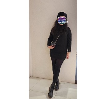 SHEIN 黑色長袖洋裝(二手)/長袖洋裝/貼身洋裝/黑色洋裝/合身洋裝/內搭長版/內搭衣/長版上衣/高領上衣/直條紋