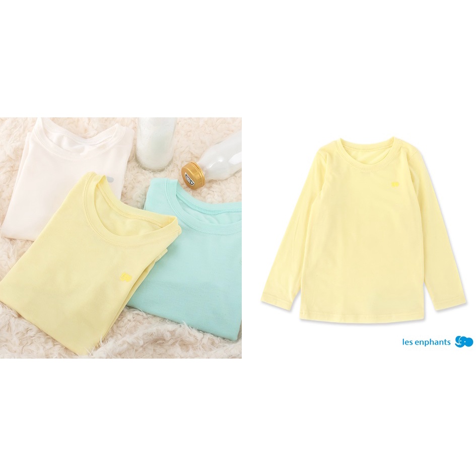 麗嬰房 全新 熱牛奶 MILKTEX 小童素色圓領長袖上衣-黃色 (3/4/6號) 保暖 發熱衣