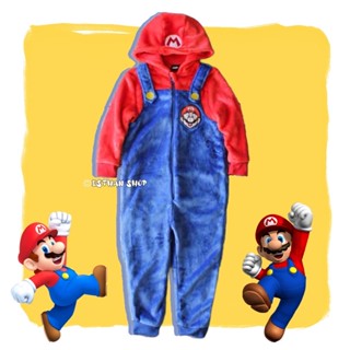 衣斯坦寶｜任天堂 美國正版 Mario 秋冬新款 瑪利歐 兒童 套裝 保暖 刷毛 連身衣 兒童 衣服 超級瑪莉 瑪利兄弟