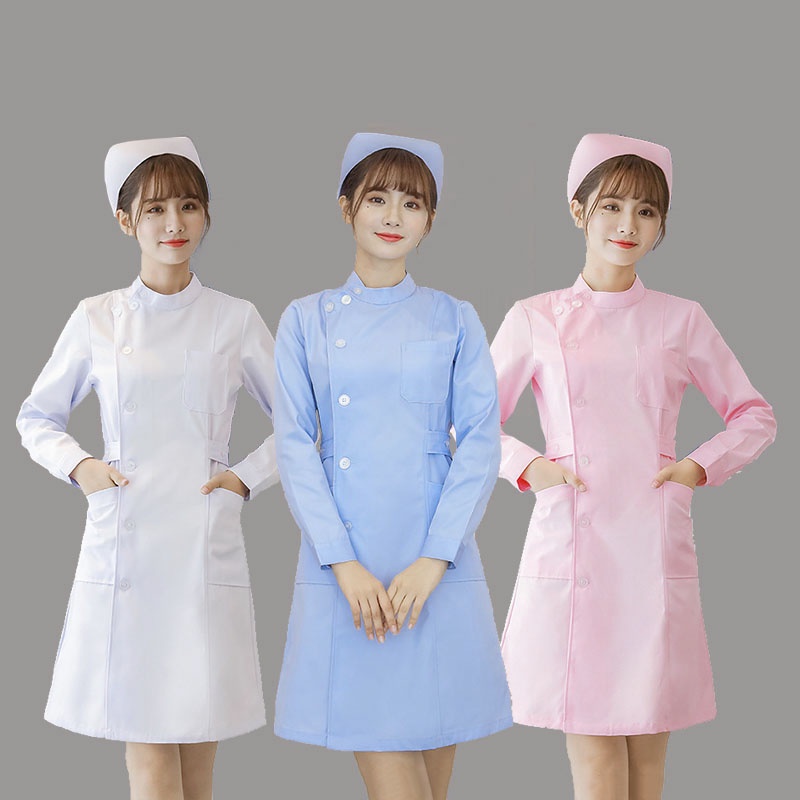 修身長袖白大衣醫生全套醫院套裝免費姓名護士制服手術衣護士服實驗室