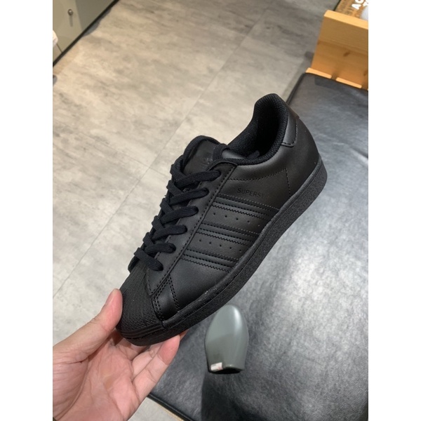 <Taiwan小鮮肉> ADIDAS SUPERSTAR 全黑 黑 上班族 復古 貝殼頭 皮革 男女 EG4957