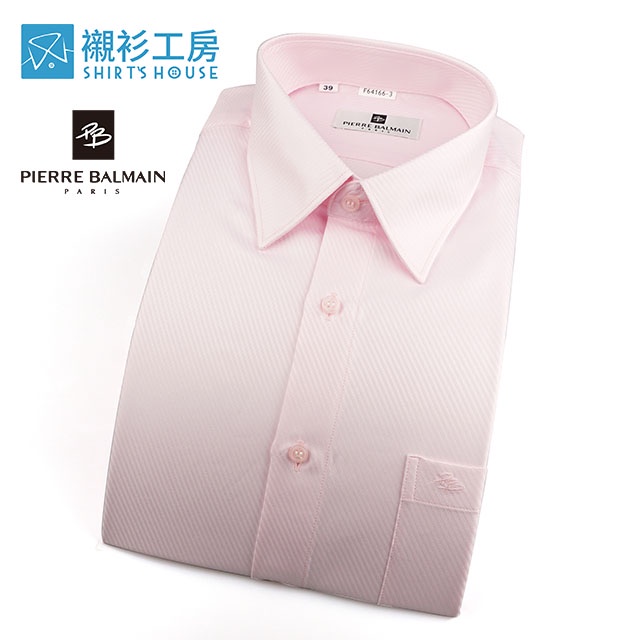 皮爾帕門pb粉紅斜紋緹花、喜氣相親、合身長袖襯衫-64166-03-襯衫工房