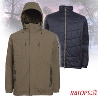 【瑞多仕-RATOPS】男款 二件式防水透氣 Primaloft 保溫棉保暖外套.防風夾克 棕褐 RAW620