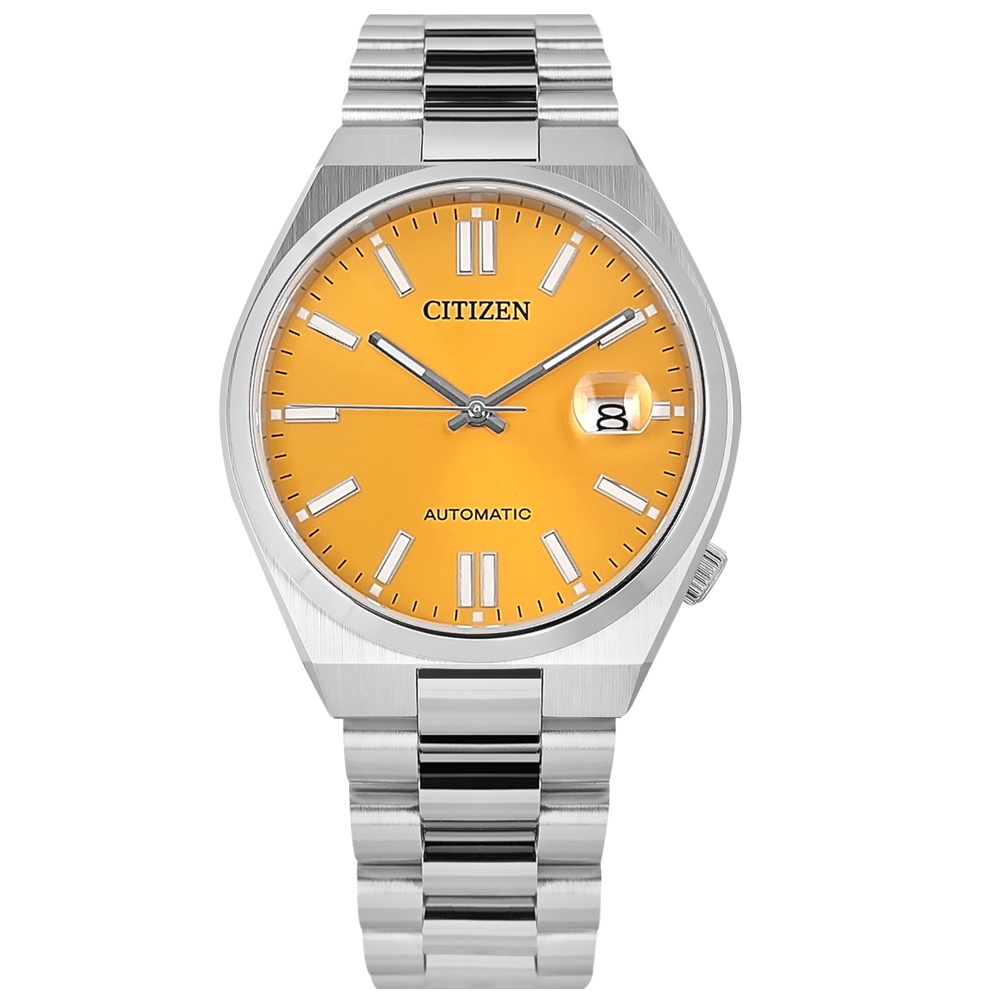 CITIZEN / 簡約時尚 機械錶 自動上鍊 日期 不鏽鋼手錶 黃色 / NJ0150-81Z / 40mm