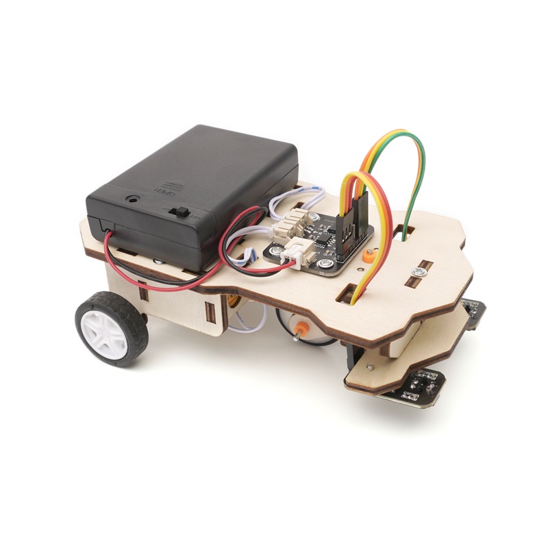 【W先生】科技小製作 木製 3D拼圖 循線車 循跡小車 畫線感應車 生活科技 科學實驗 玩具 益智 教材 教育 DIY