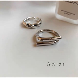 An:sr—「ins 百搭戒指」麻花 幾何 男女適用 銀飾 韓國 飾品B0016
