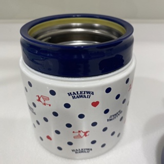 【日本HALEIWA】小點不銹鋼食物保溫保冷罐300ml-藍色(小)