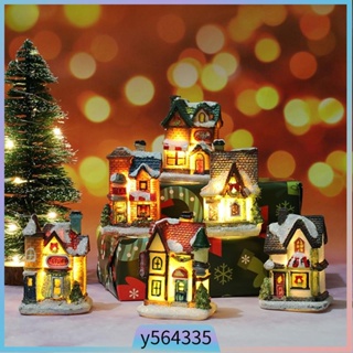 Christmas Mini Craft LED House Snow Landscape Model Decorati