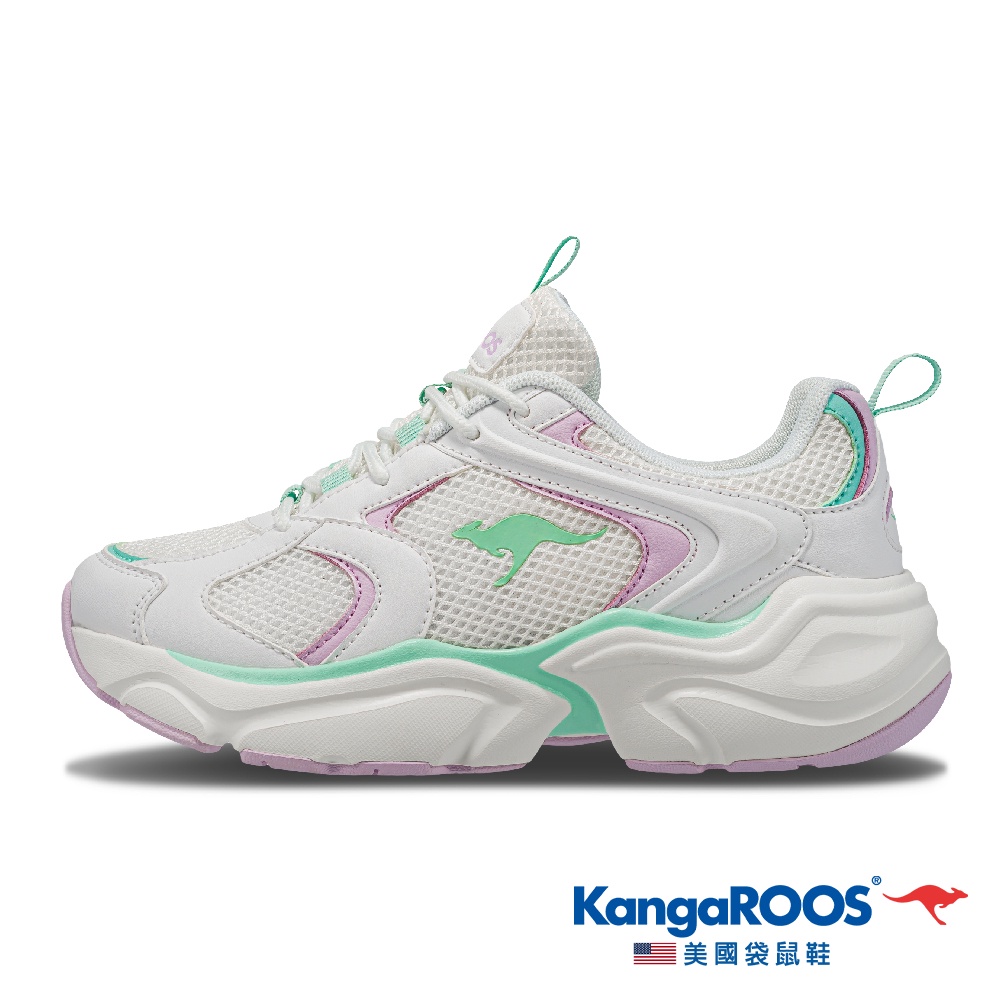 【KangaROOS 美國袋鼠鞋】女 SWING 3 奶霜老爹鞋 (白薄荷- KW31785)