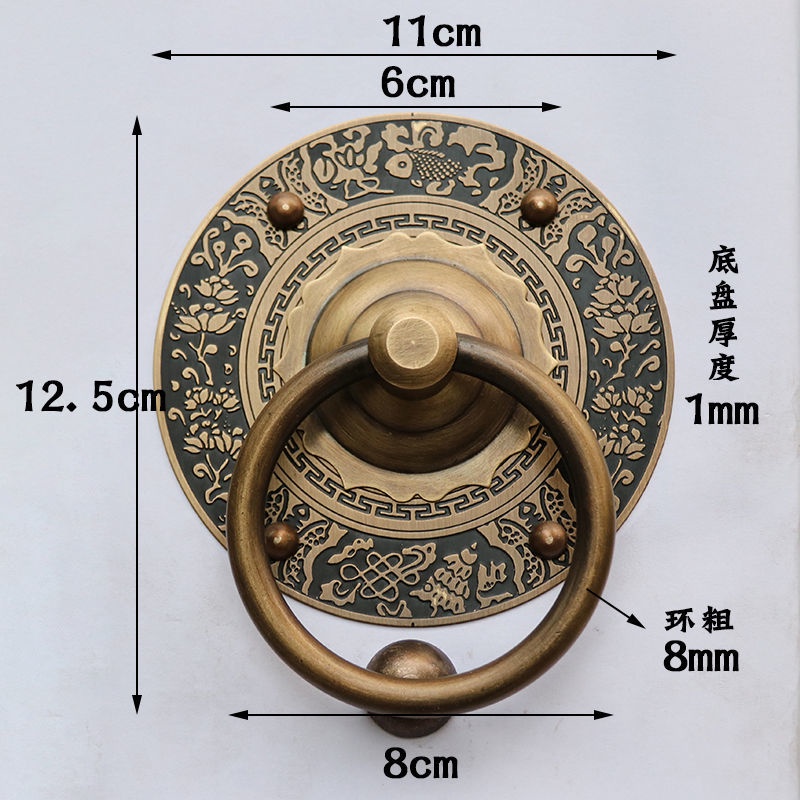 中式仿古純銅大門 拉手 復古門鈸 拉環圓形把手獅子頭獸頭門環銅配件