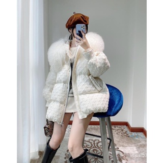 韓國東大門大毛領羽絨服女2022年鼕季中長款時尚寬鬆加厚保暖外套 XY0T