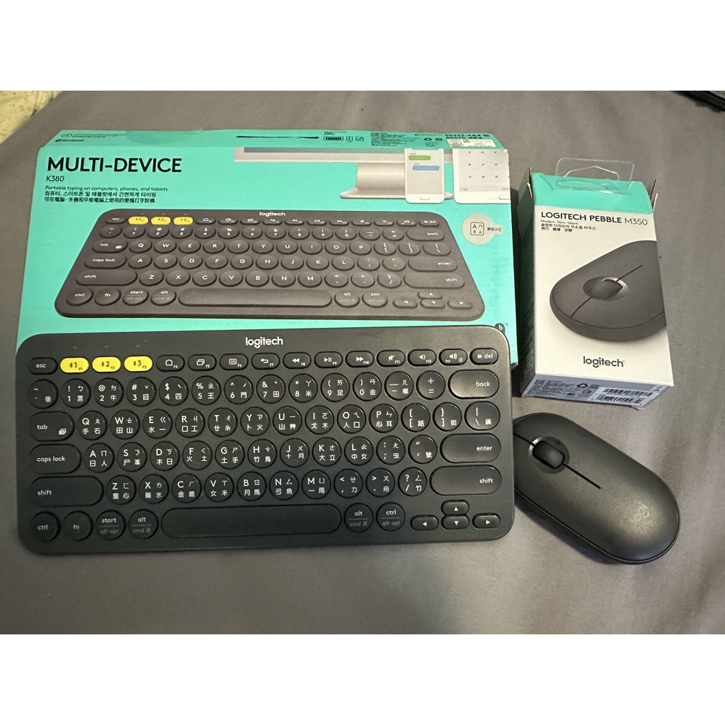 【二手】Logitech 羅技  K380 多工藍芽鍵盤 + PEBBLE M350  鵝卵石無線滑鼠.