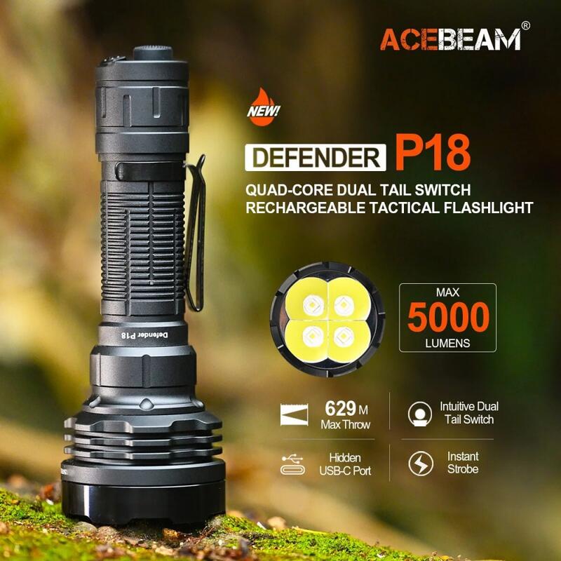 【電筒發燒友】ACEBEAM P18 5000流明 629米 SFT40 LEDx4 遠射戰術手電筒